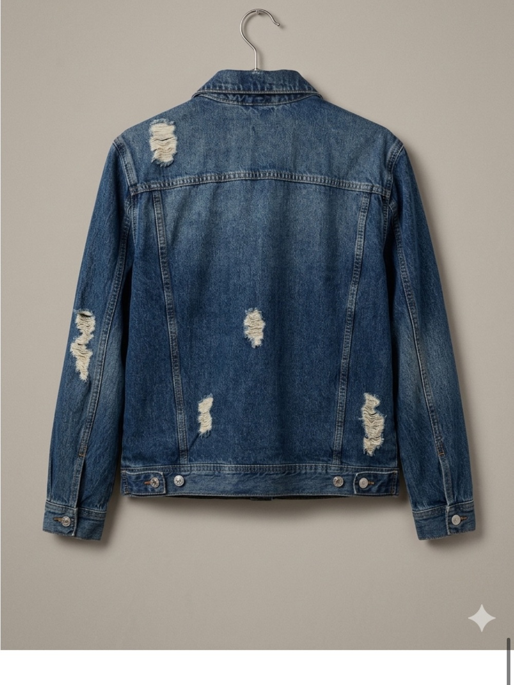 GUESS Blue Distressed Denim Jacket - Picture 2 of 6